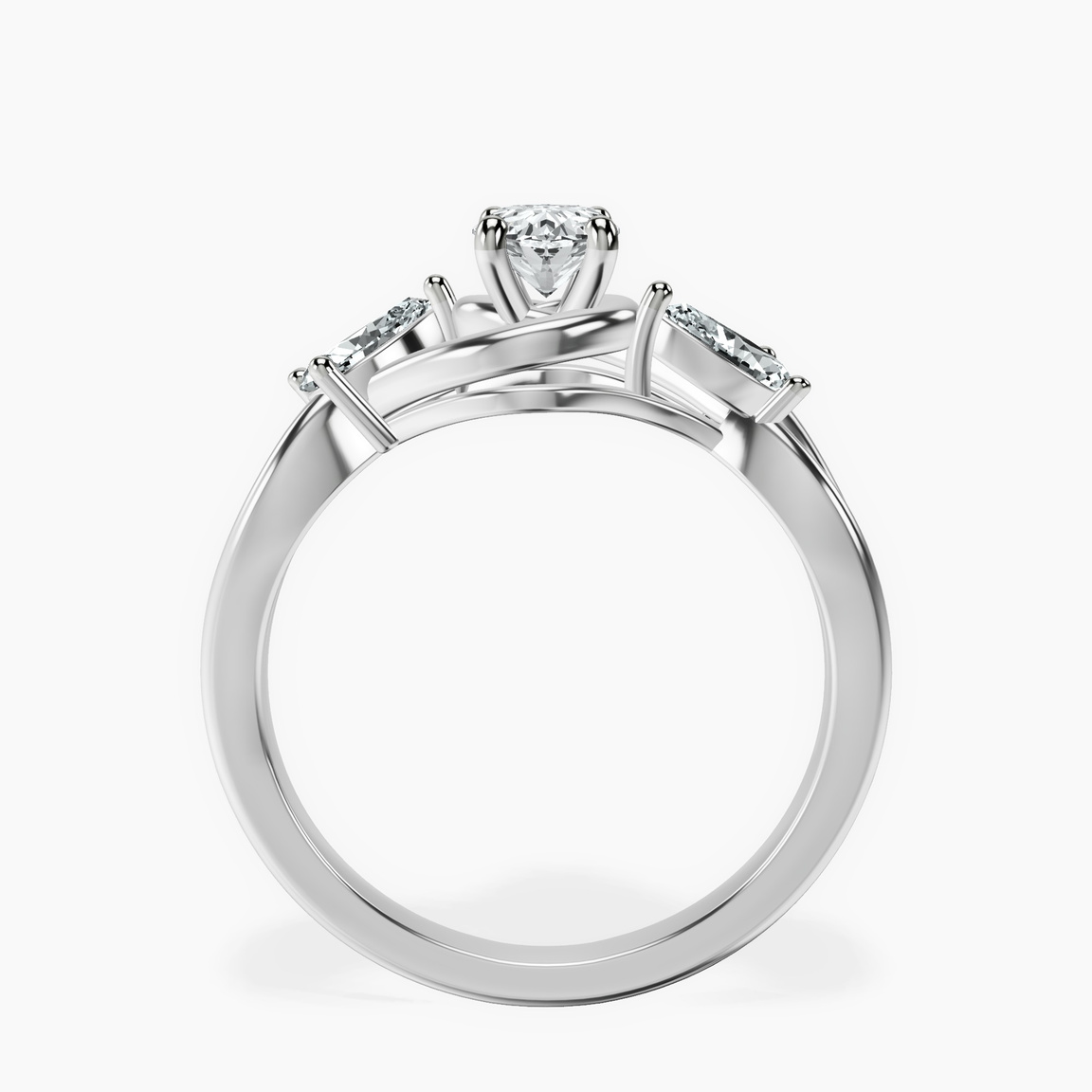 Platinum Odette Three Stone Bypass Lab Diamond Ring side right image one