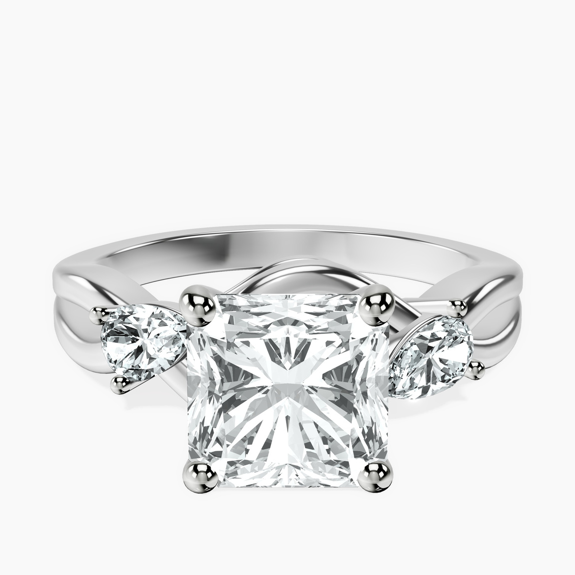 10kt White Gold Odette Three Stone Bypass Lab Diamond Ring front image