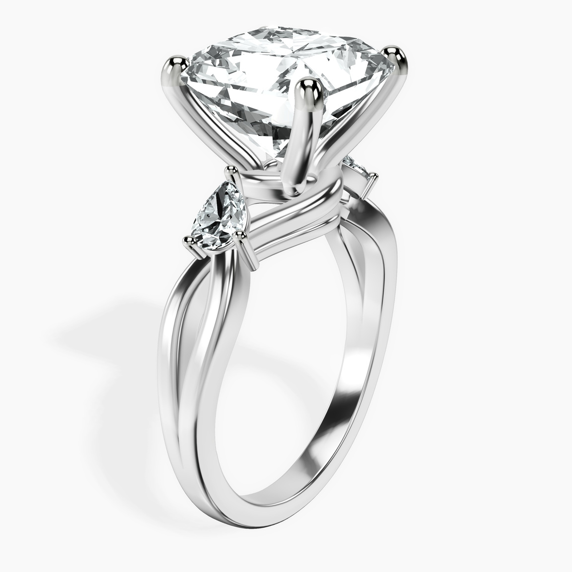 10kt White Gold Odette Three Stone Bypass Lab Diamond Ring standing product image one