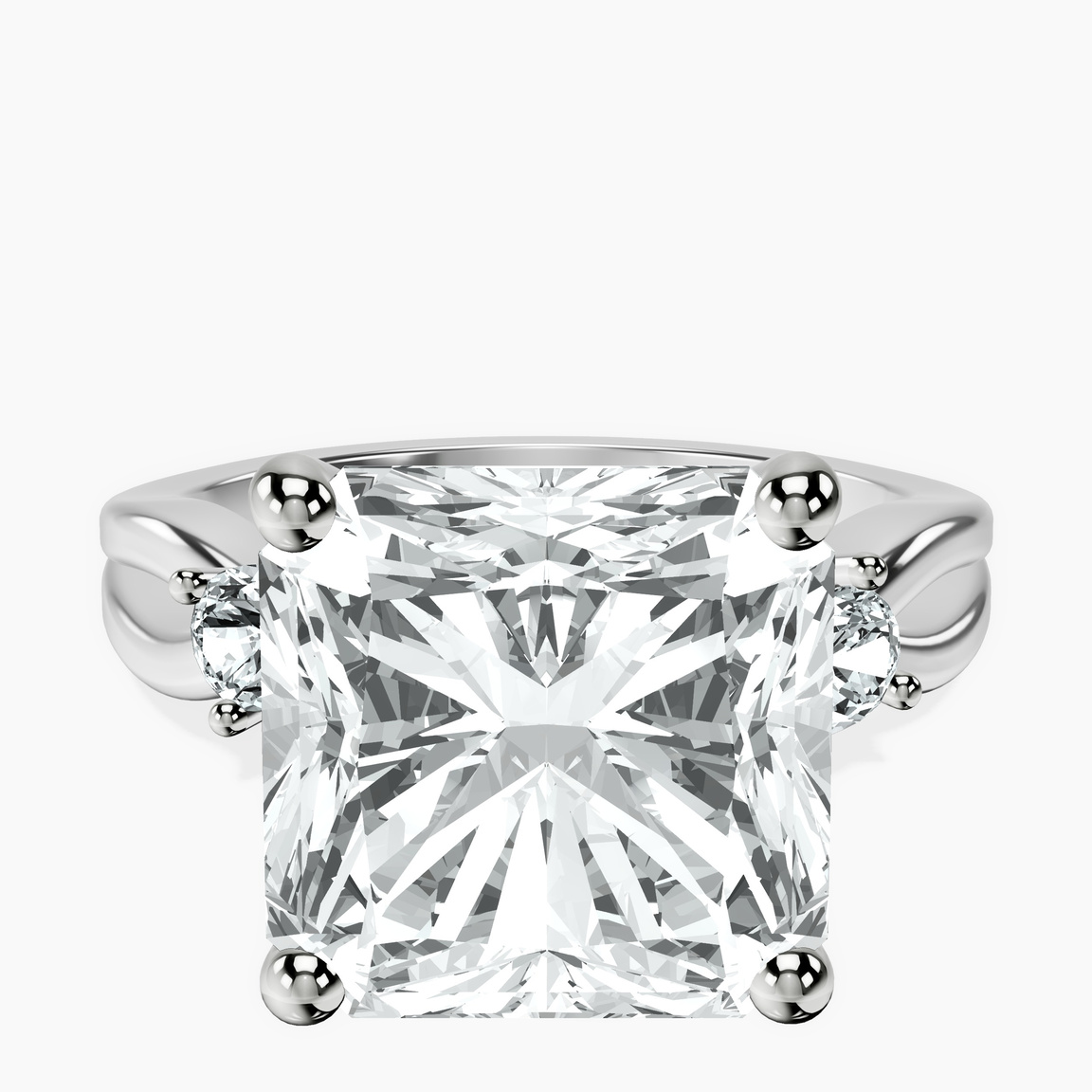 10kt White Gold Odette Three Stone Bypass Lab Diamond Ring front image