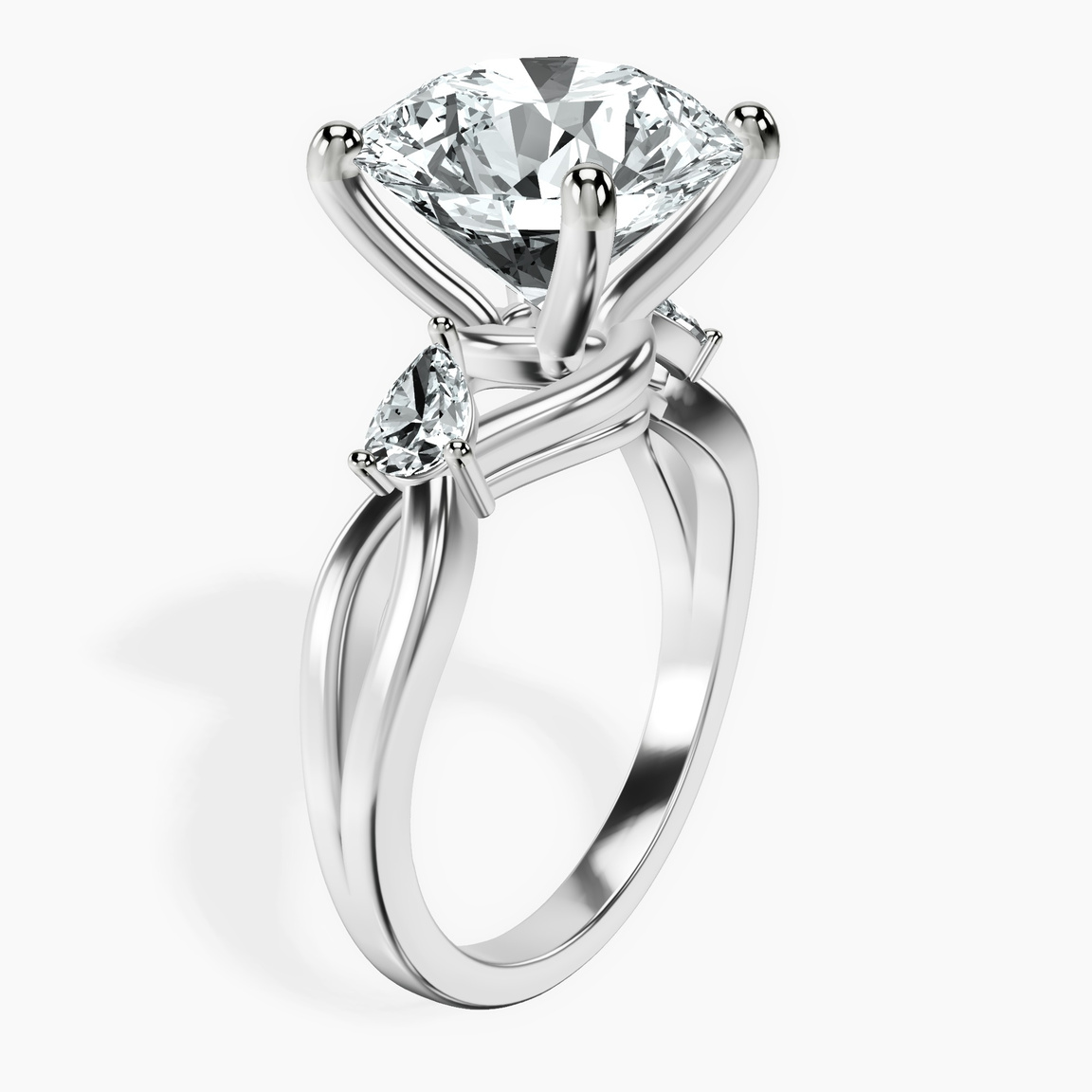 10kt White Gold Odette Three Stone Bypass Lab Diamond Ring standing product image one