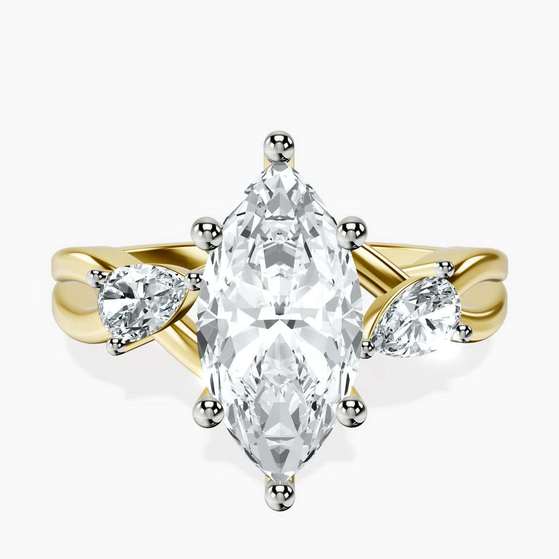 9ct Yellow Gold Odette Three Stone Bypass Lab Diamond Ring front image
