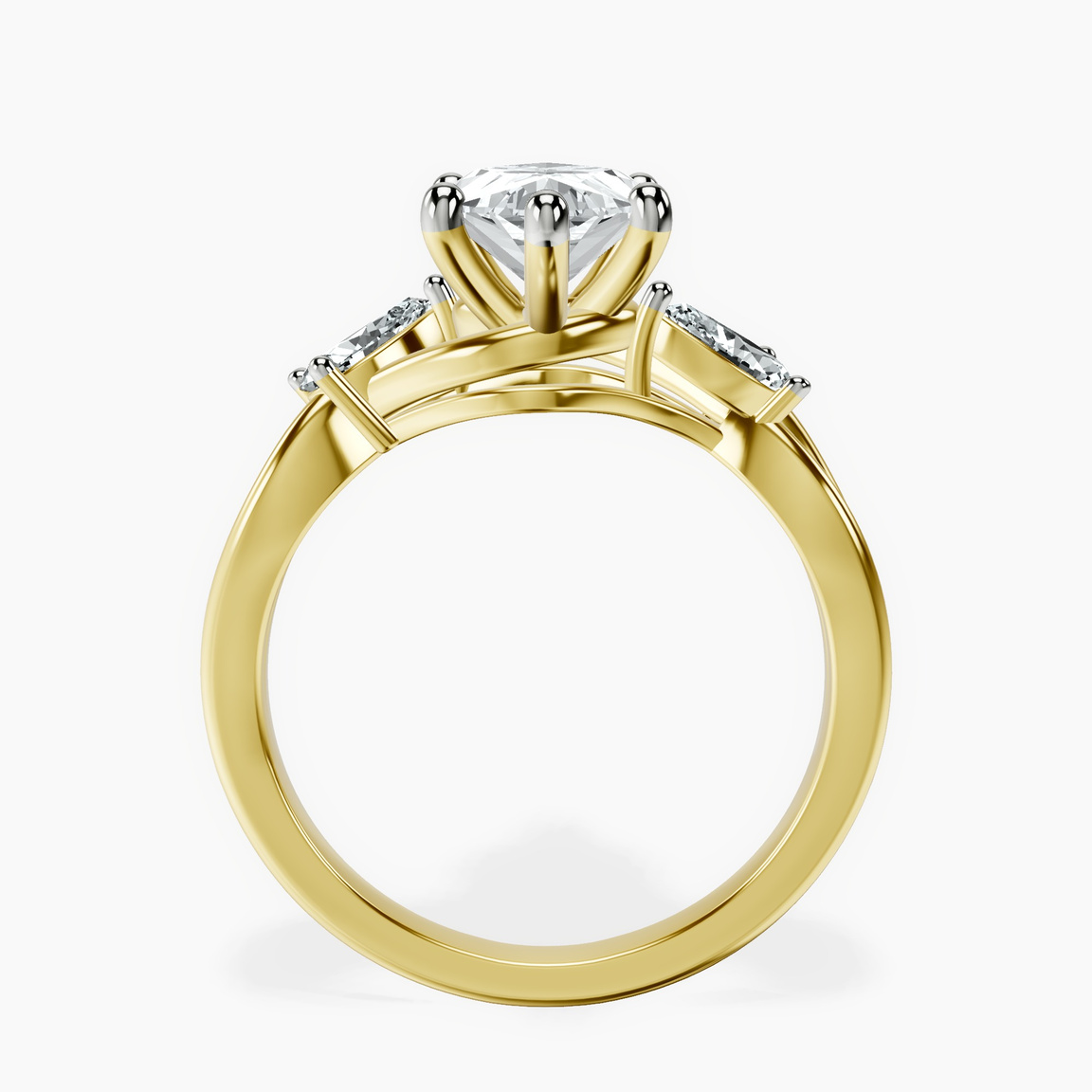 18kt Yellow Gold Odette Three Stone Bypass Lab Diamond Ring side right image one