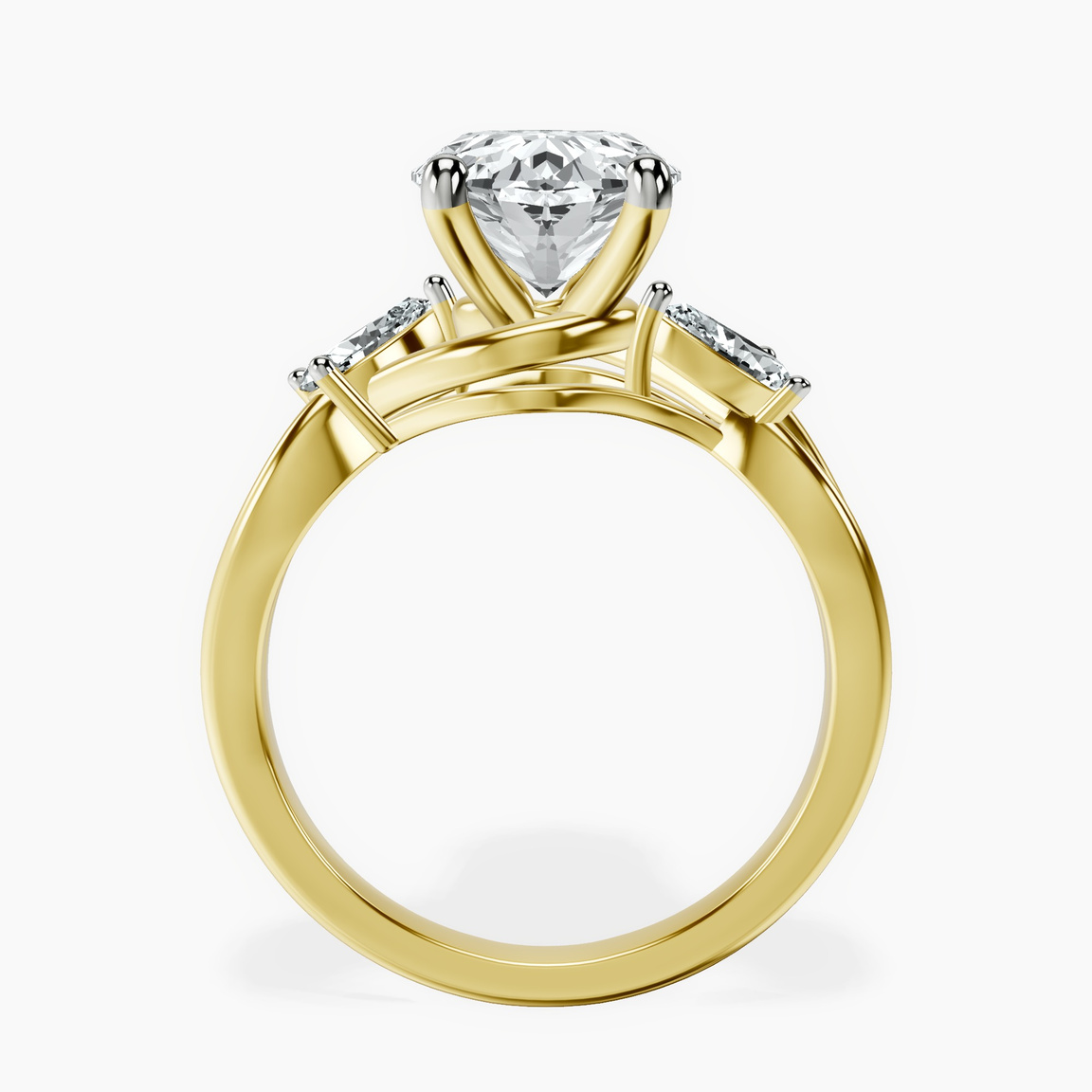 14kt Yellow Gold Odette Three Stone Bypass Lab Diamond Ring side right image one