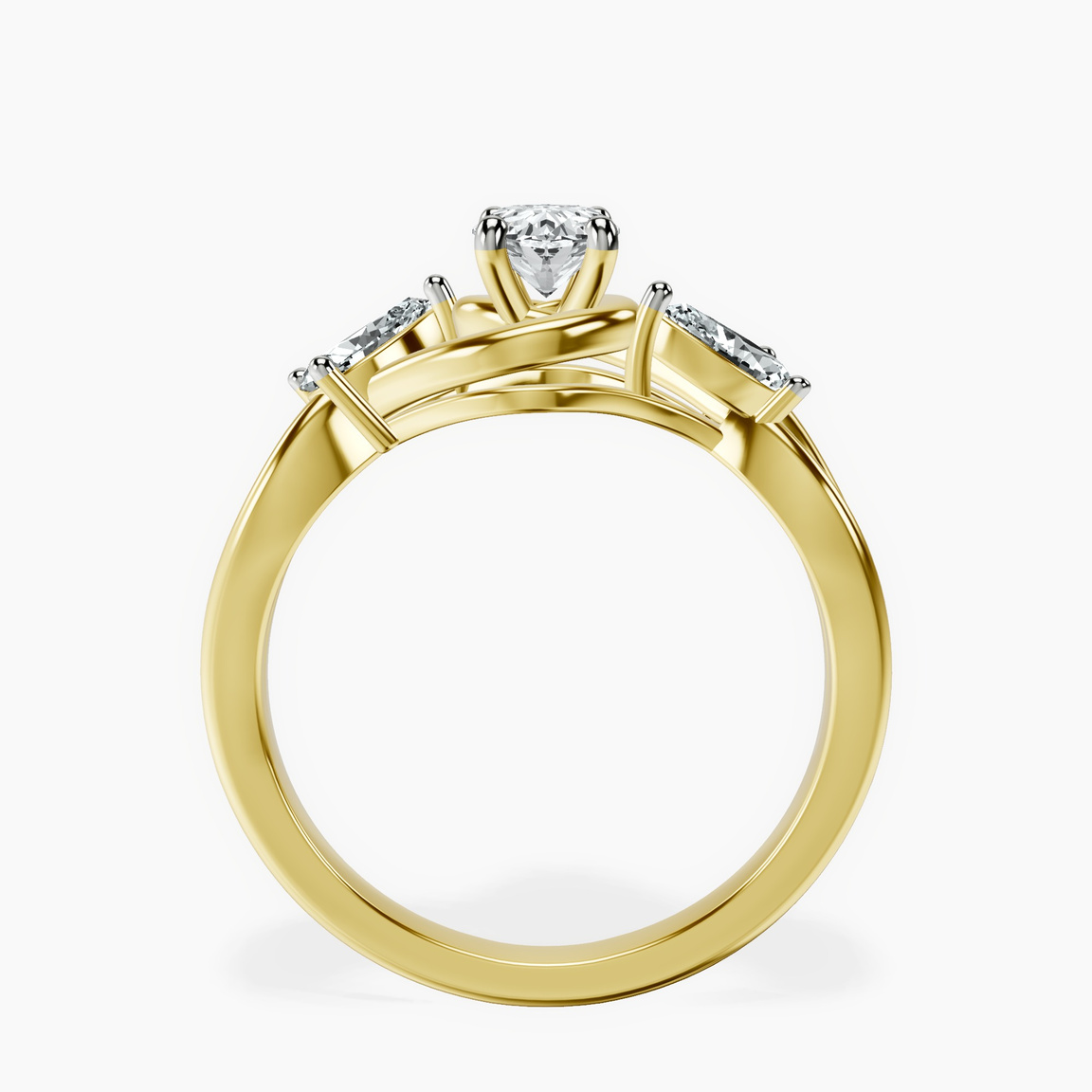 14kt Yellow Gold Odette Three Stone Bypass Lab Diamond Ring side right image one