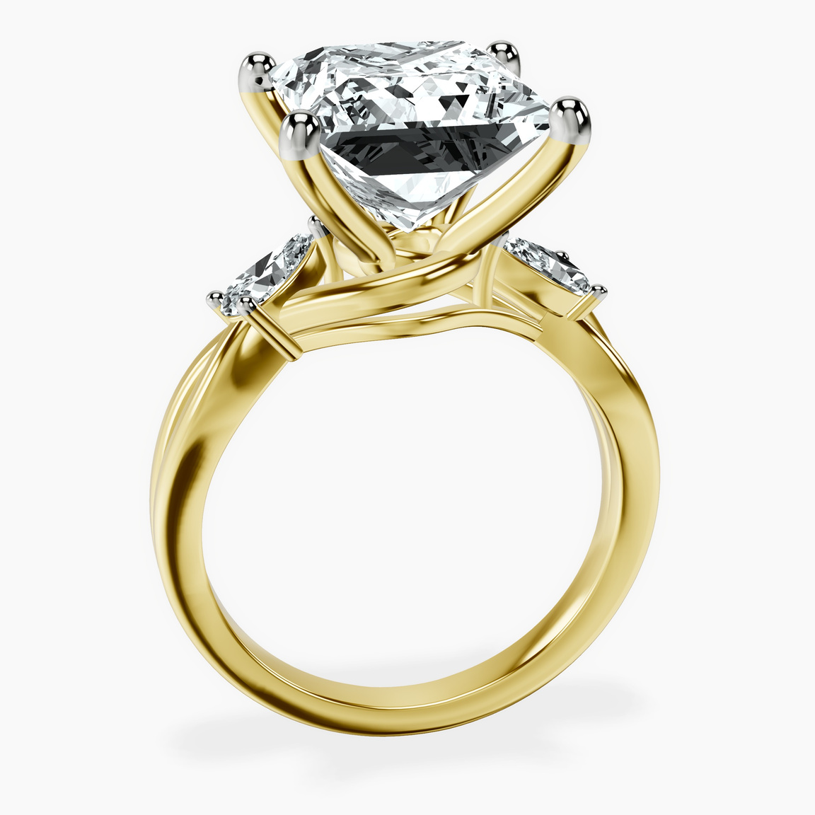 18kt Yellow Gold Odette Three Stone Bypass Lab Diamond Ring side right image one