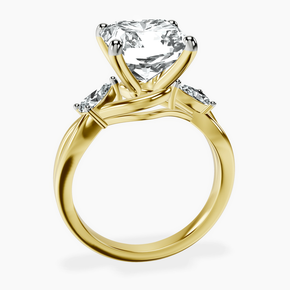 14kt Yellow Gold Odette Three Stone Bypass Lab Diamond Ring side right image one