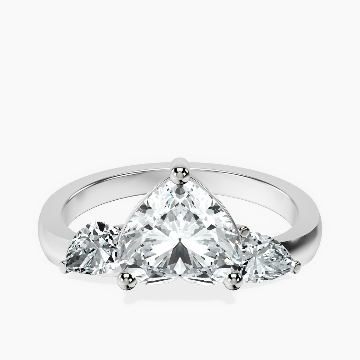 Platinum Joella Three Stone Chevron Lab Diamond Ring front image