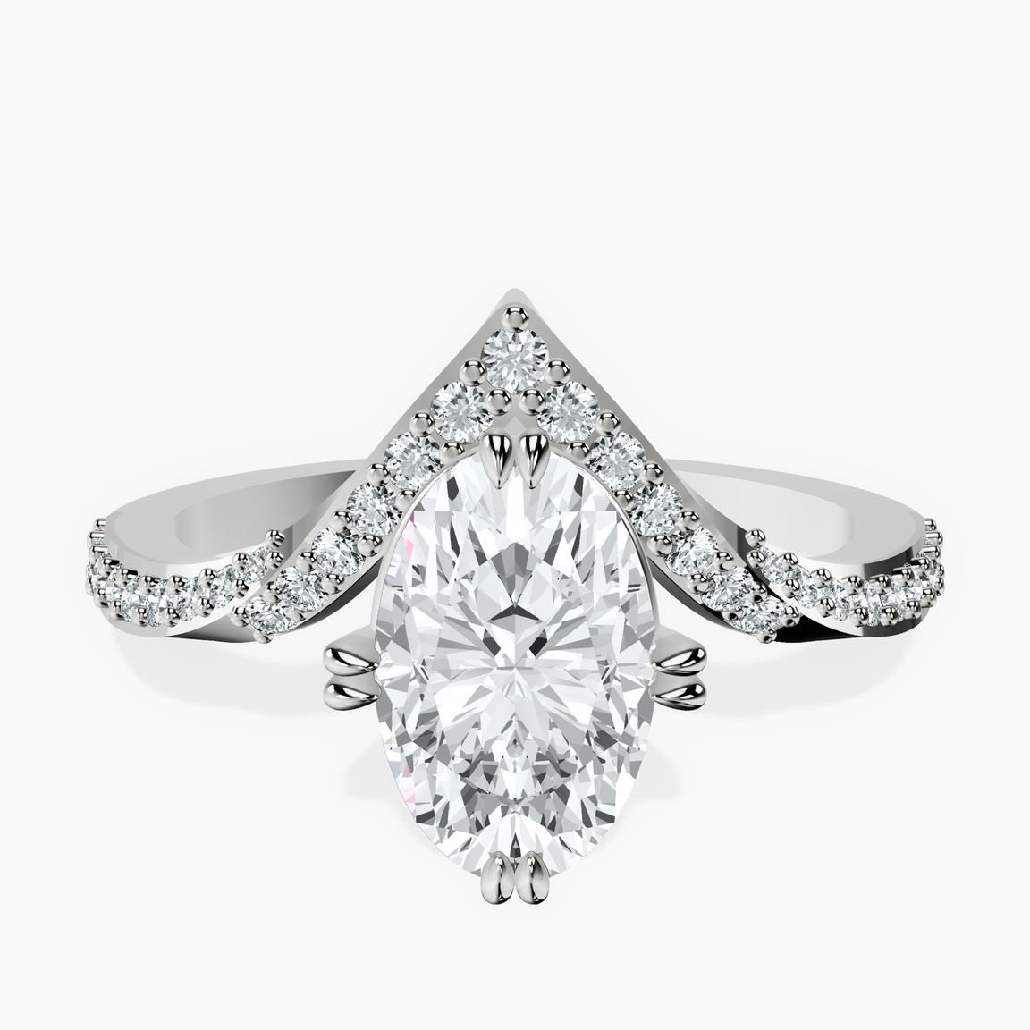 9ct White Gold Athena Chevron Twist Lab Diamond Ring front image
