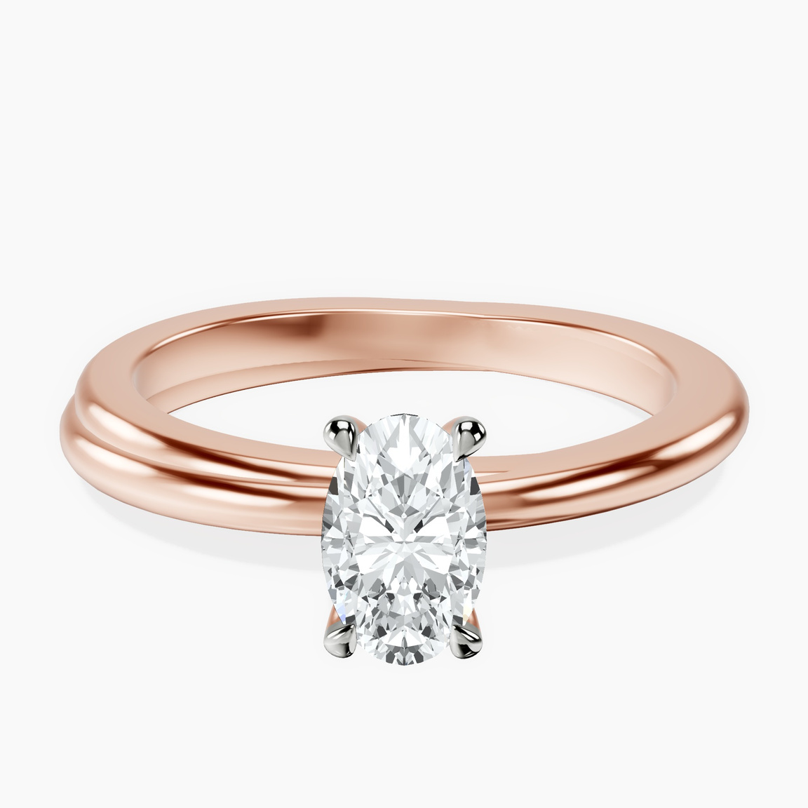 10kt Rose Gold Juniper Crossover Solitaire Lab Diamond Ring front image