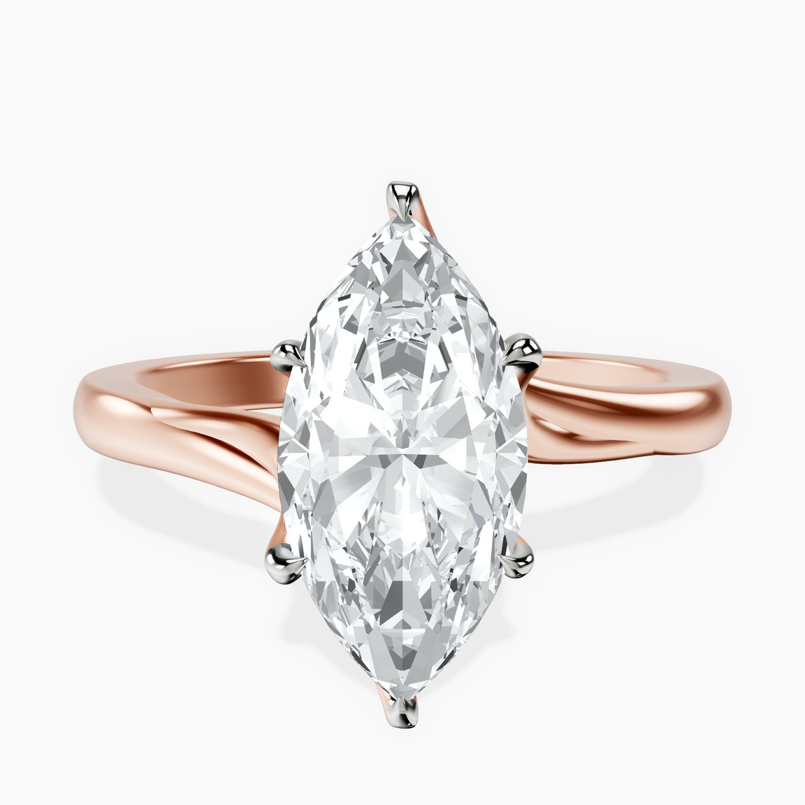 10kt Rose Gold Seraphina Twist Prongs Solitaire 2mm Lab Diamond Ring front image
