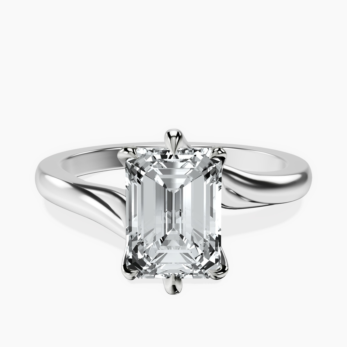 10kt White Gold Seraphina Twist Prongs Solitaire 2mm Lab Diamond Ring front image