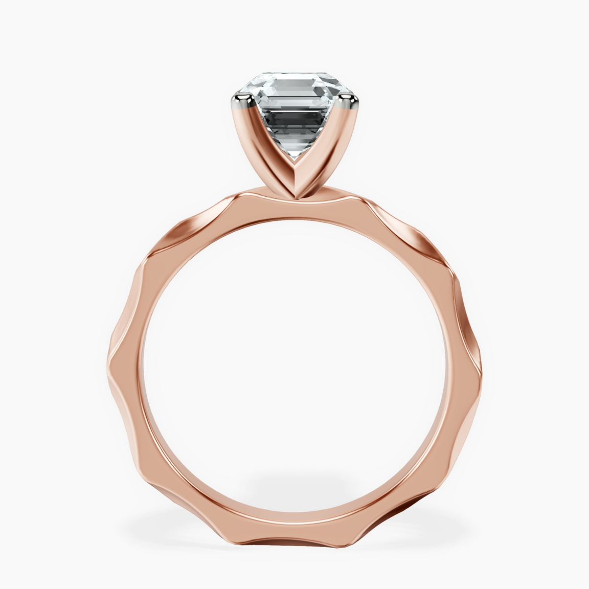 14ct Rose Gold Magnolia Texture Solitaire Lab Diamond Ring side right image one