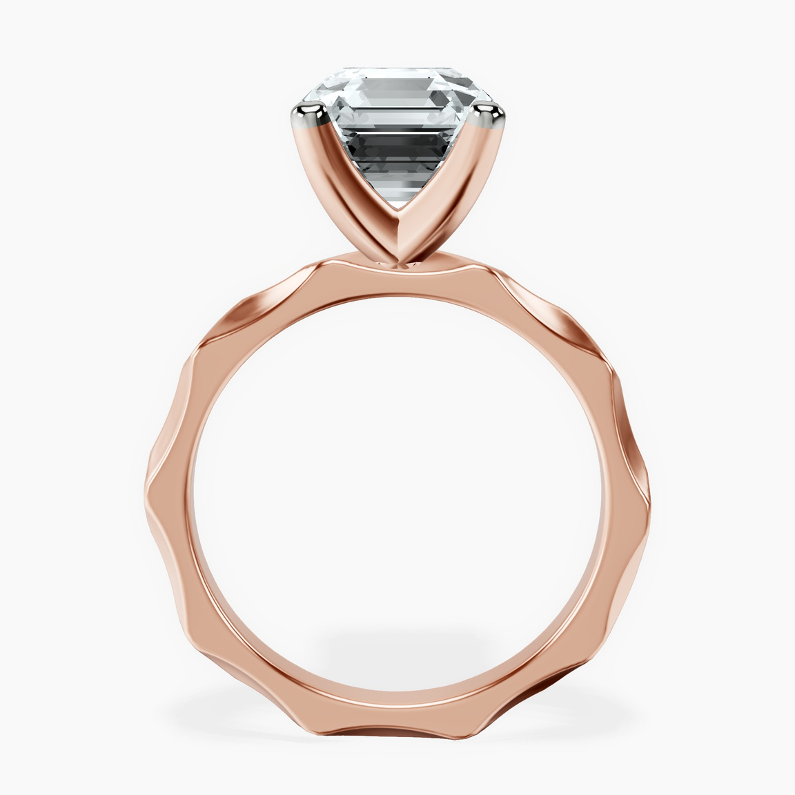 10kt Rose Gold Magnolia Texture Solitaire Lab Diamond Ring side right image one