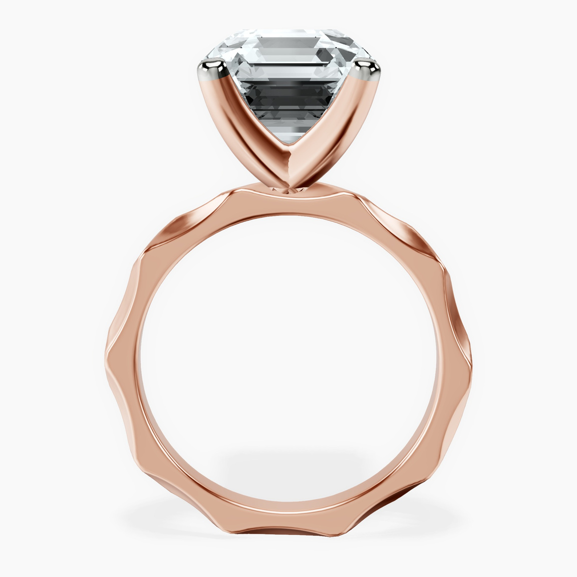 14kt Rose Gold Magnolia Texture Solitaire Lab Diamond Ring side right image one