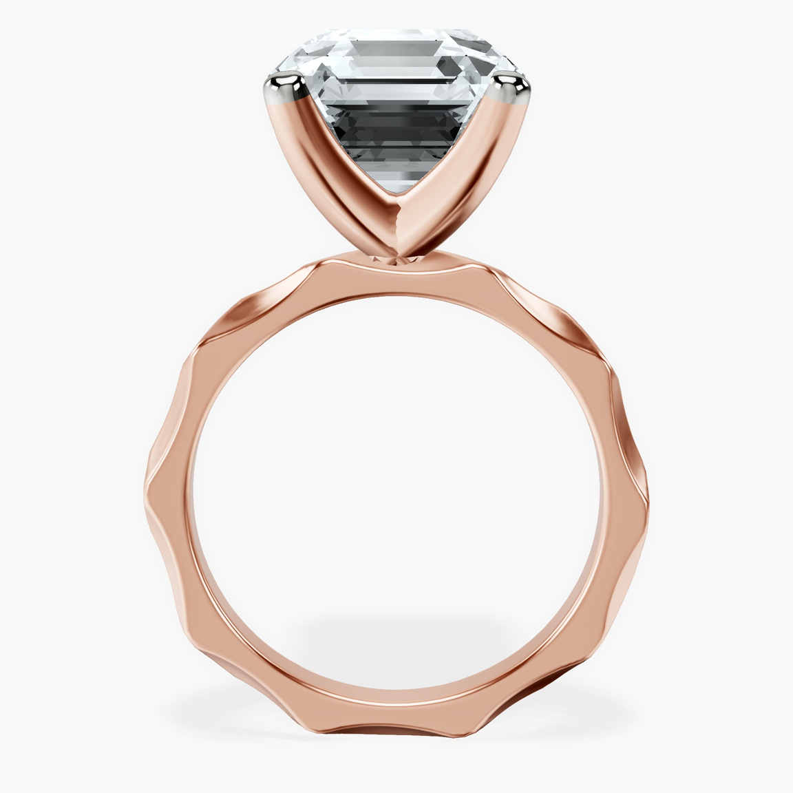 14kt Rose Gold Magnolia Texture Solitaire Lab Diamond Ring side right image one