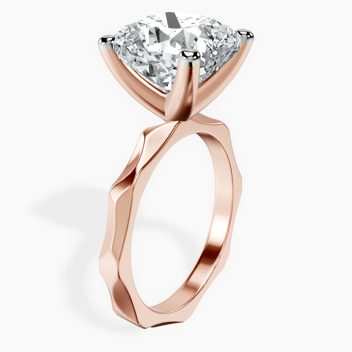 10kt Rose Gold Magnolia Texture Solitaire Lab Diamond Ring standing product image one