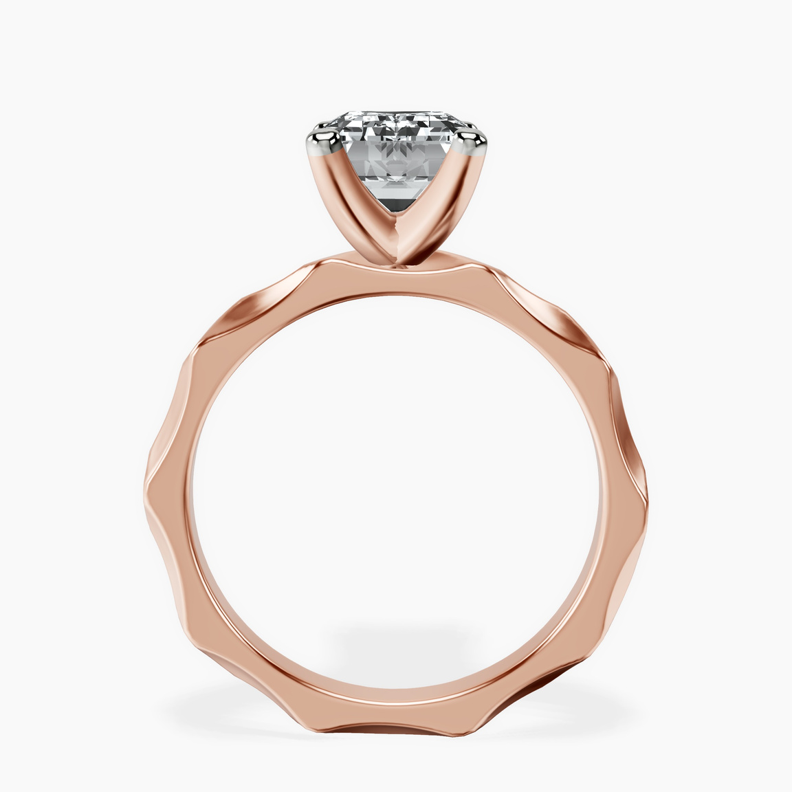14kt Rose Gold Magnolia Texture Solitaire Lab Diamond Ring side right image one