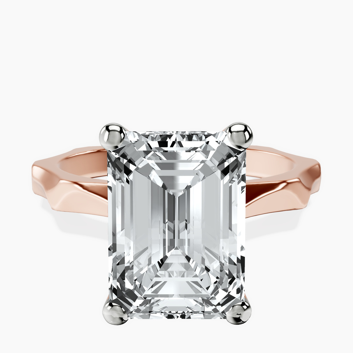 14kt Rose Gold Magnolia Texture Solitaire Lab Diamond Ring front image