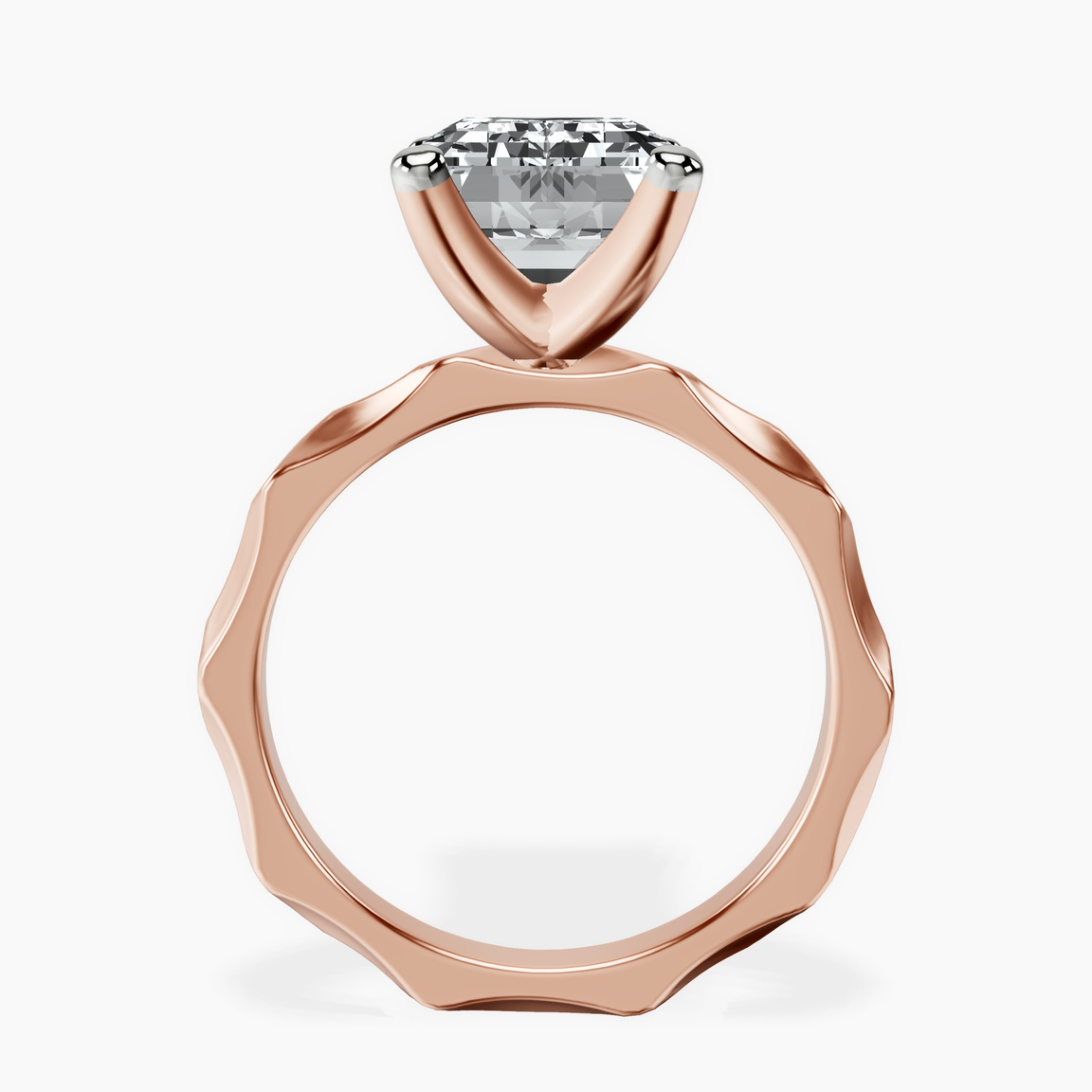 14kt Rose Gold Magnolia Texture Solitaire Lab Diamond Ring side right image one