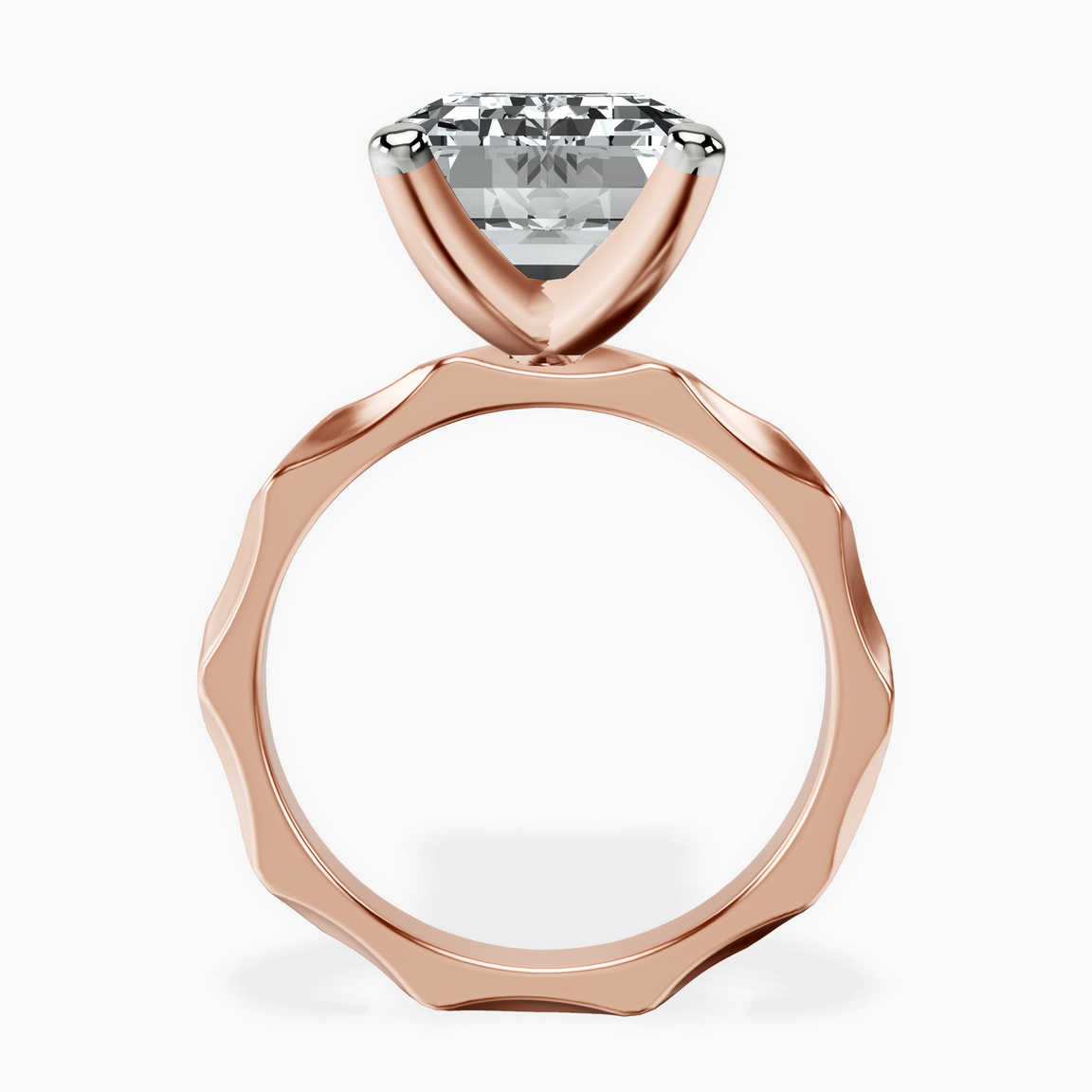 10kt Rose Gold Magnolia Texture Solitaire Lab Diamond Ring side right image one