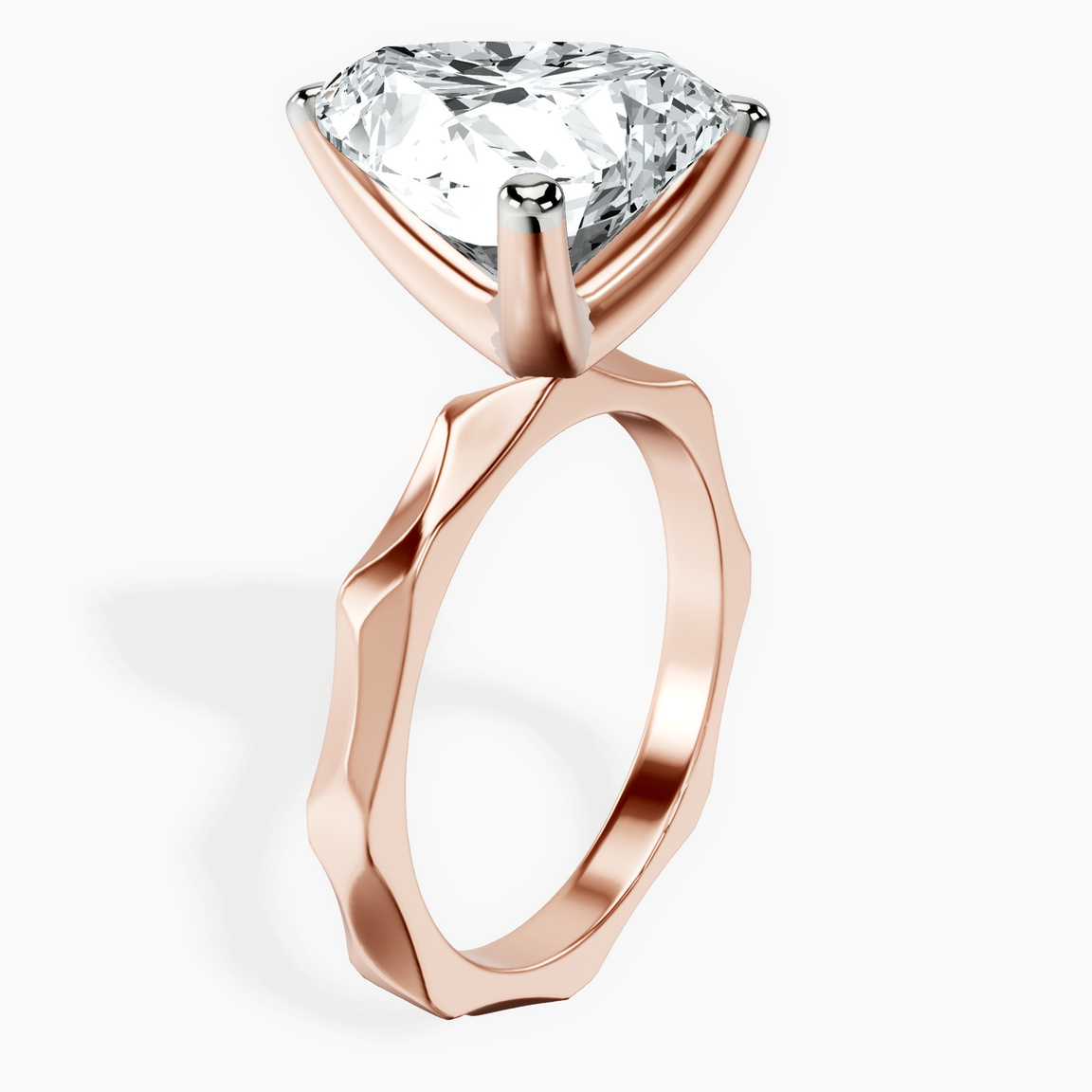 10kt Rose Gold Magnolia Texture Solitaire Lab Diamond Ring standing product image one