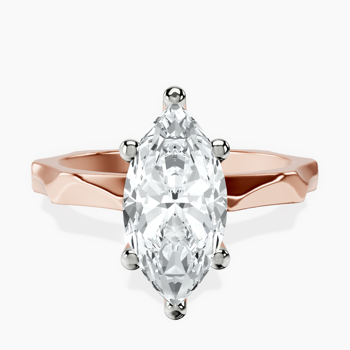 9ct Rose Gold Magnolia Texture Solitaire Lab Diamond Ring front image