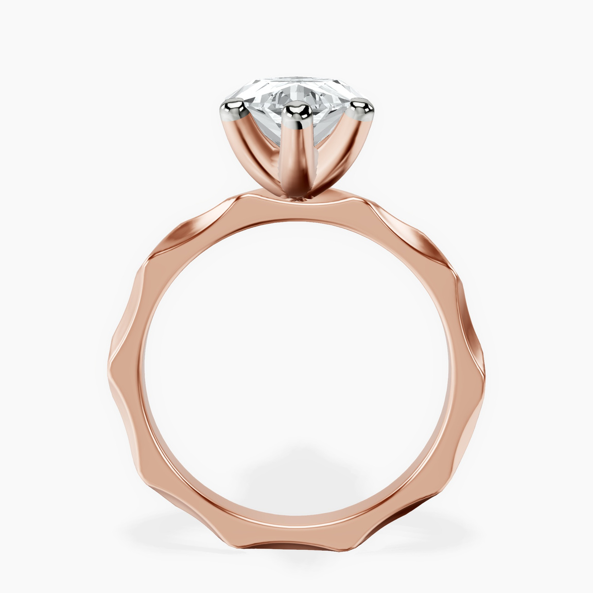 14kt Rose Gold Magnolia Texture Solitaire Lab Diamond Ring side right image one