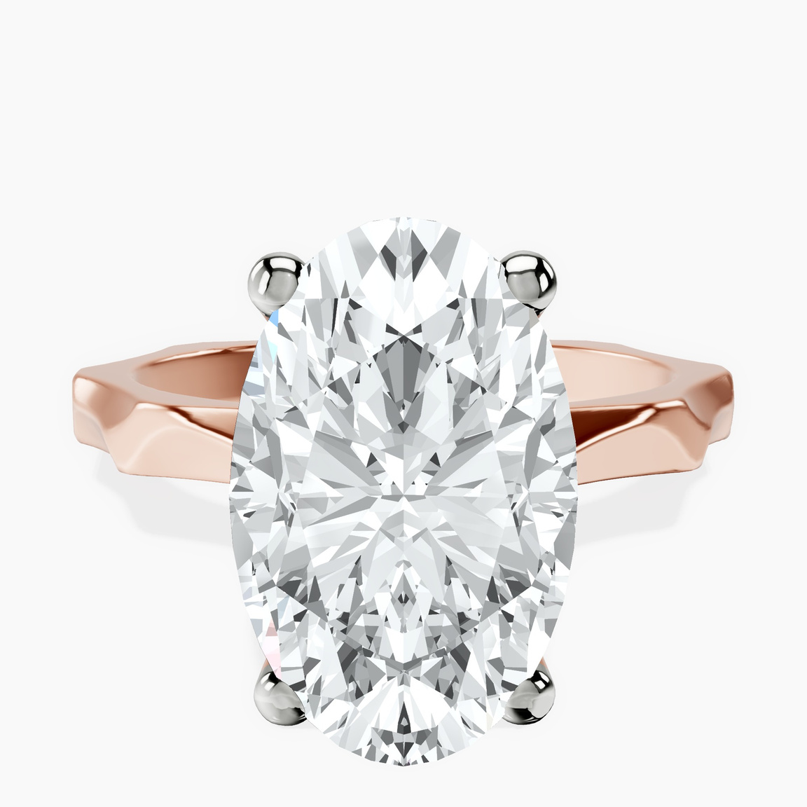 10kt Rose Gold Magnolia Texture Solitaire Lab Diamond Ring front image
