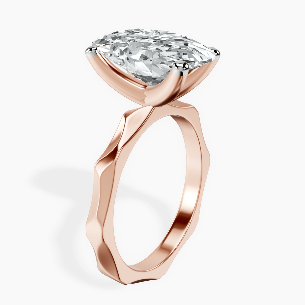 18kt Rose Gold Magnolia Texture Solitaire Lab Diamond Ring standing product image one