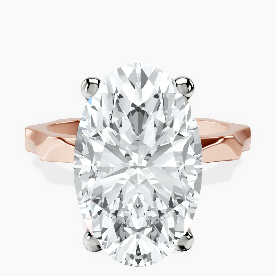 14kt Rose Gold Magnolia Texture Solitaire Lab Diamond Ring front image