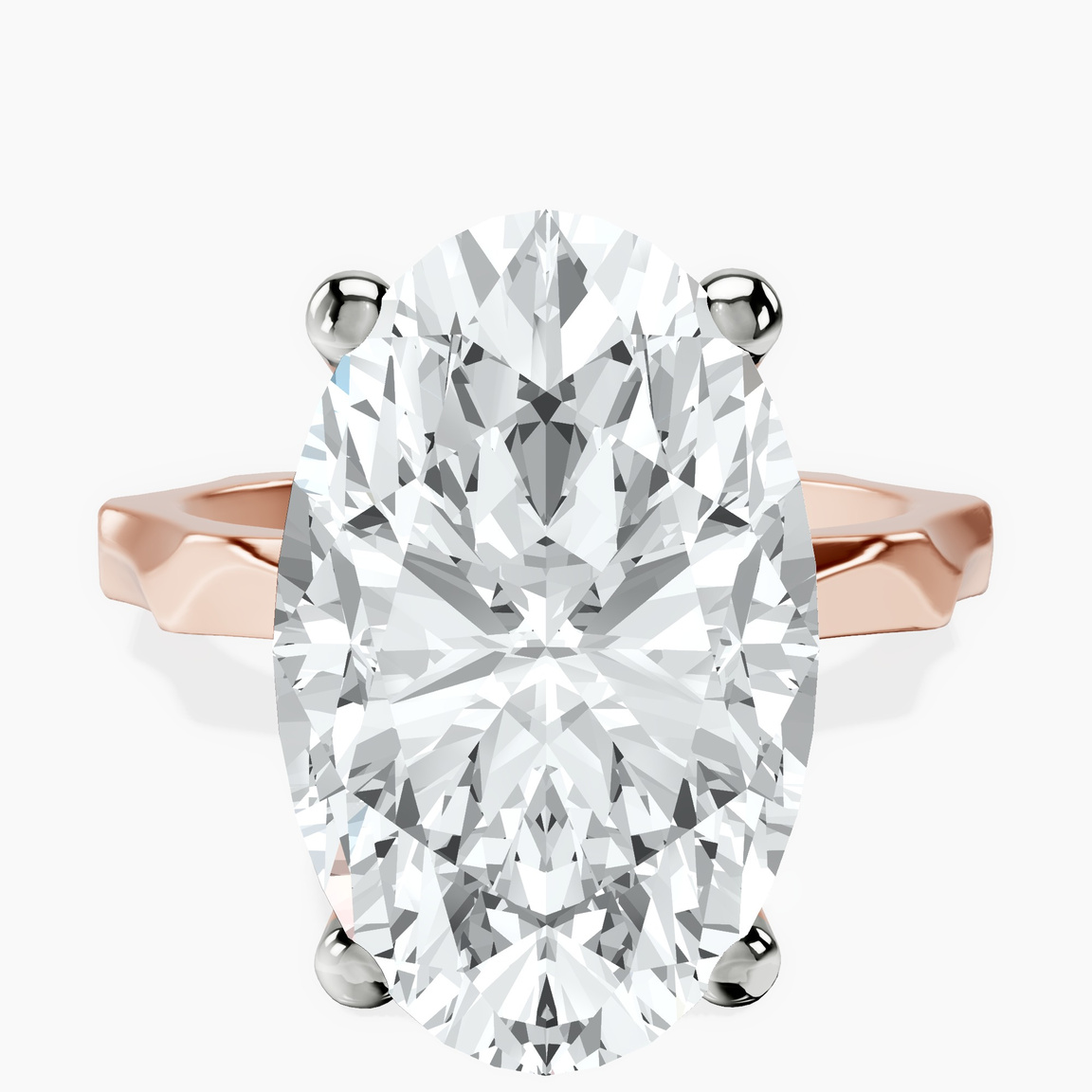 10kt Rose Gold Magnolia Texture Solitaire Lab Diamond Ring front image