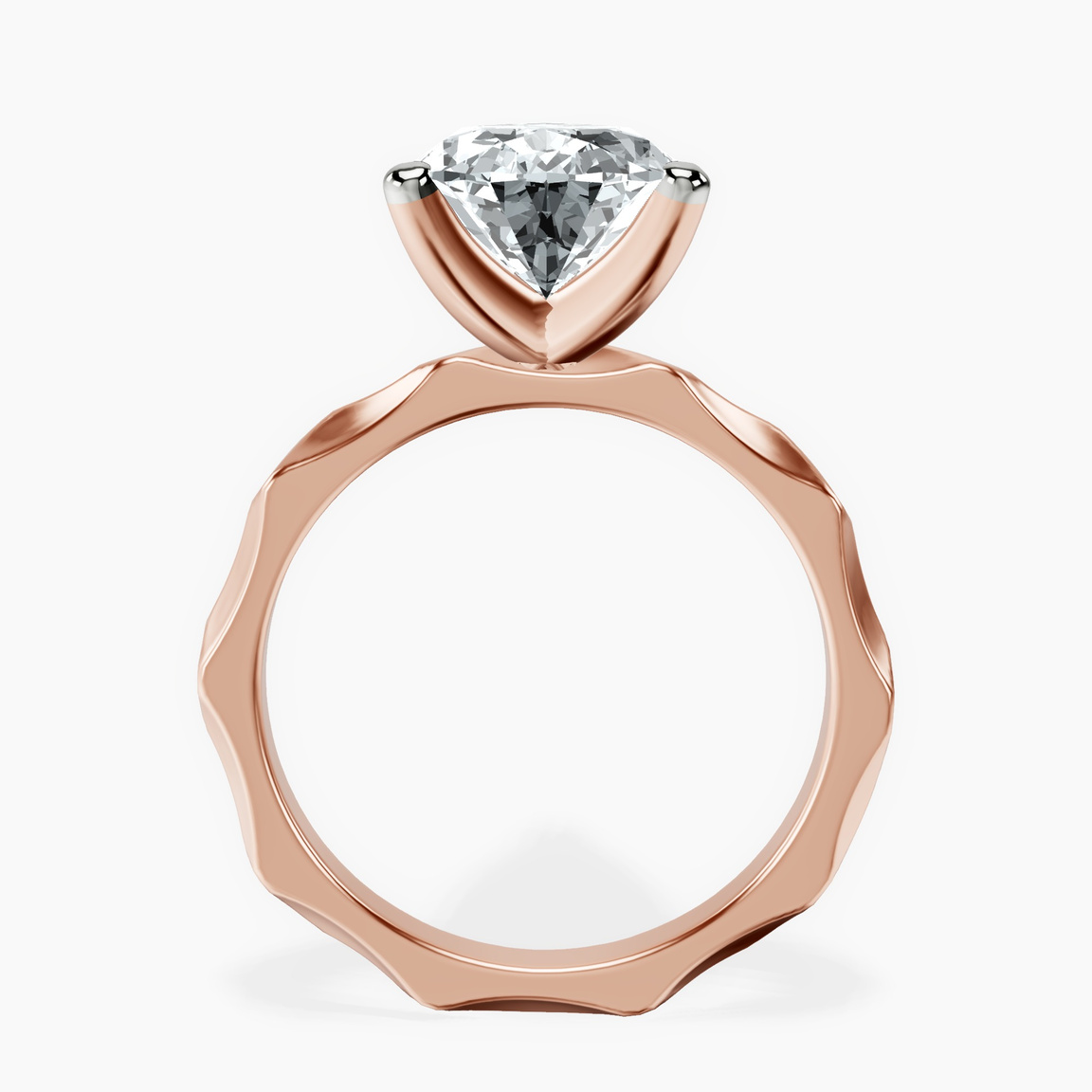 14kt Rose Gold Magnolia Texture Solitaire Lab Diamond Ring side right image one