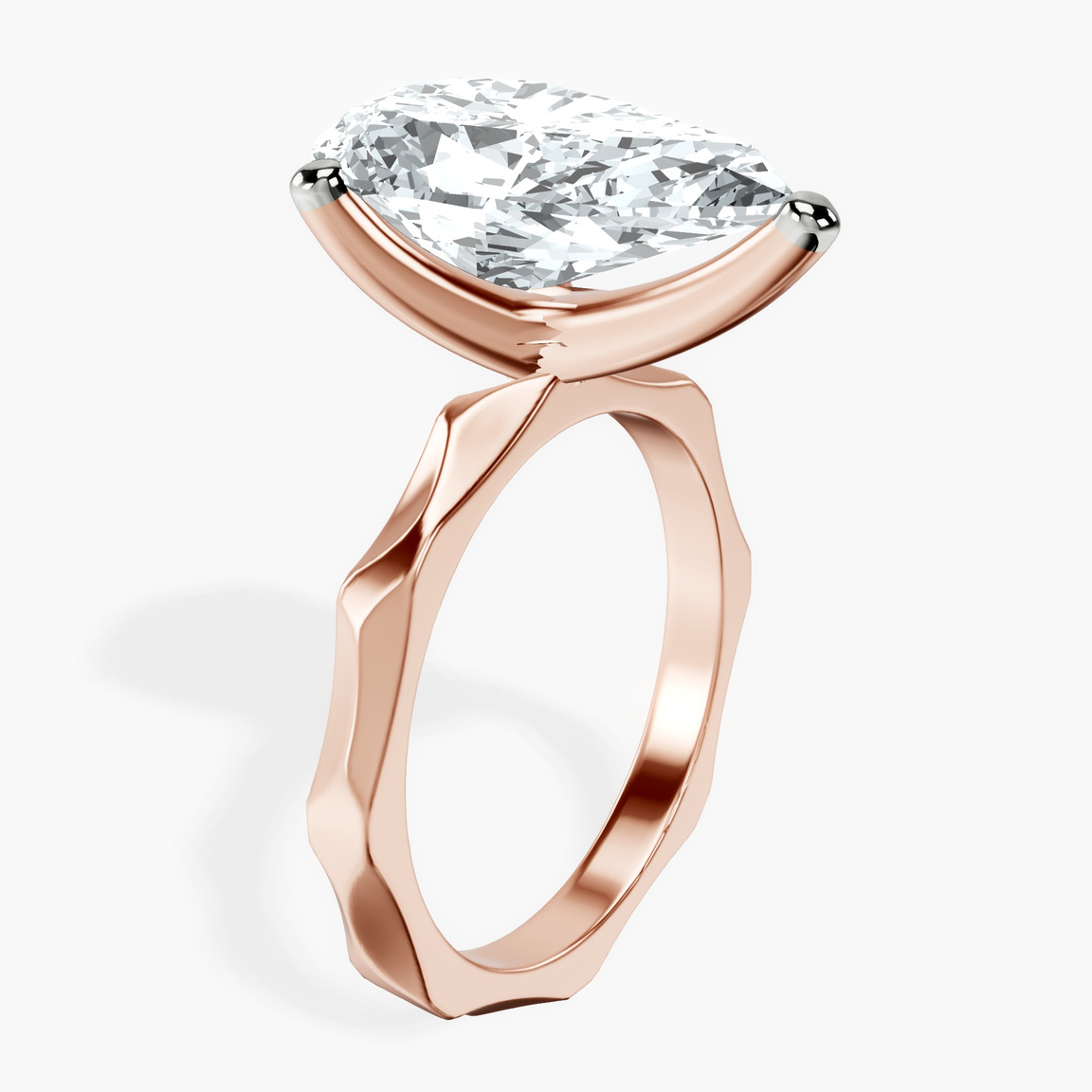 14kt Rose Gold Magnolia Texture Solitaire Lab Diamond Ring standing product image one