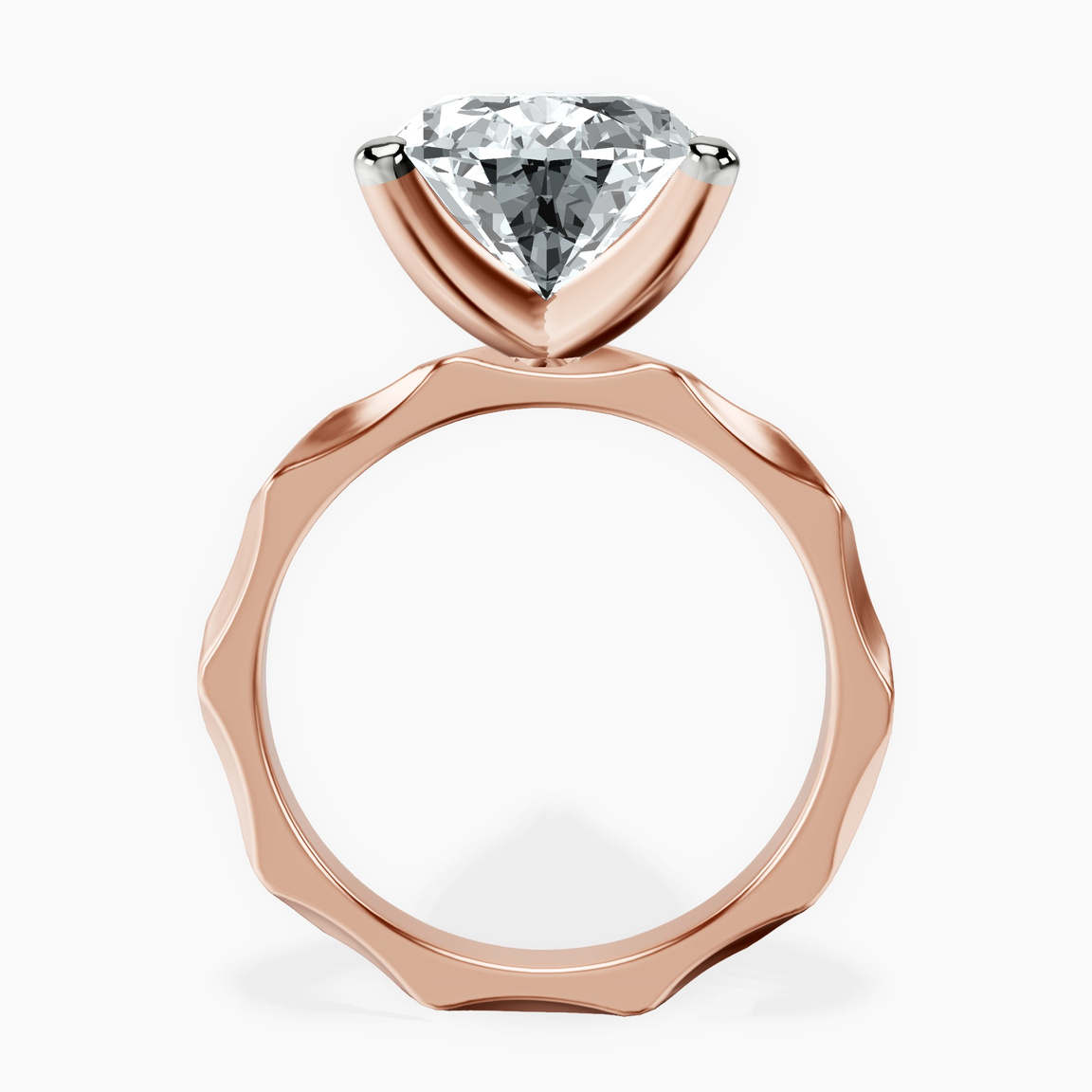 14kt Rose Gold Magnolia Texture Solitaire Lab Diamond Ring side right image one