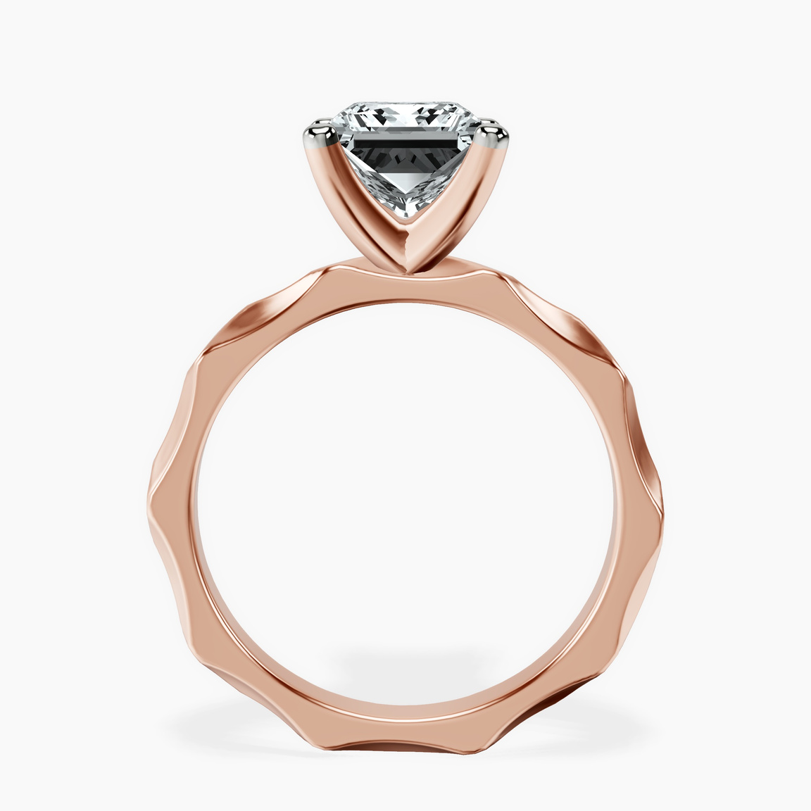 9ct Rose Gold Magnolia Texture Solitaire Lab Diamond Ring side right image one