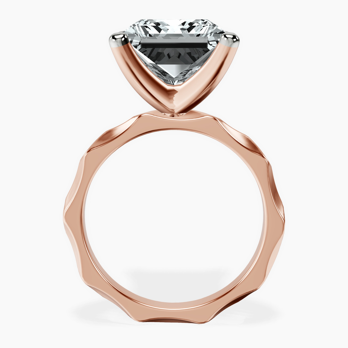 14kt Rose Gold Magnolia Texture Solitaire Lab Diamond Ring side right image one