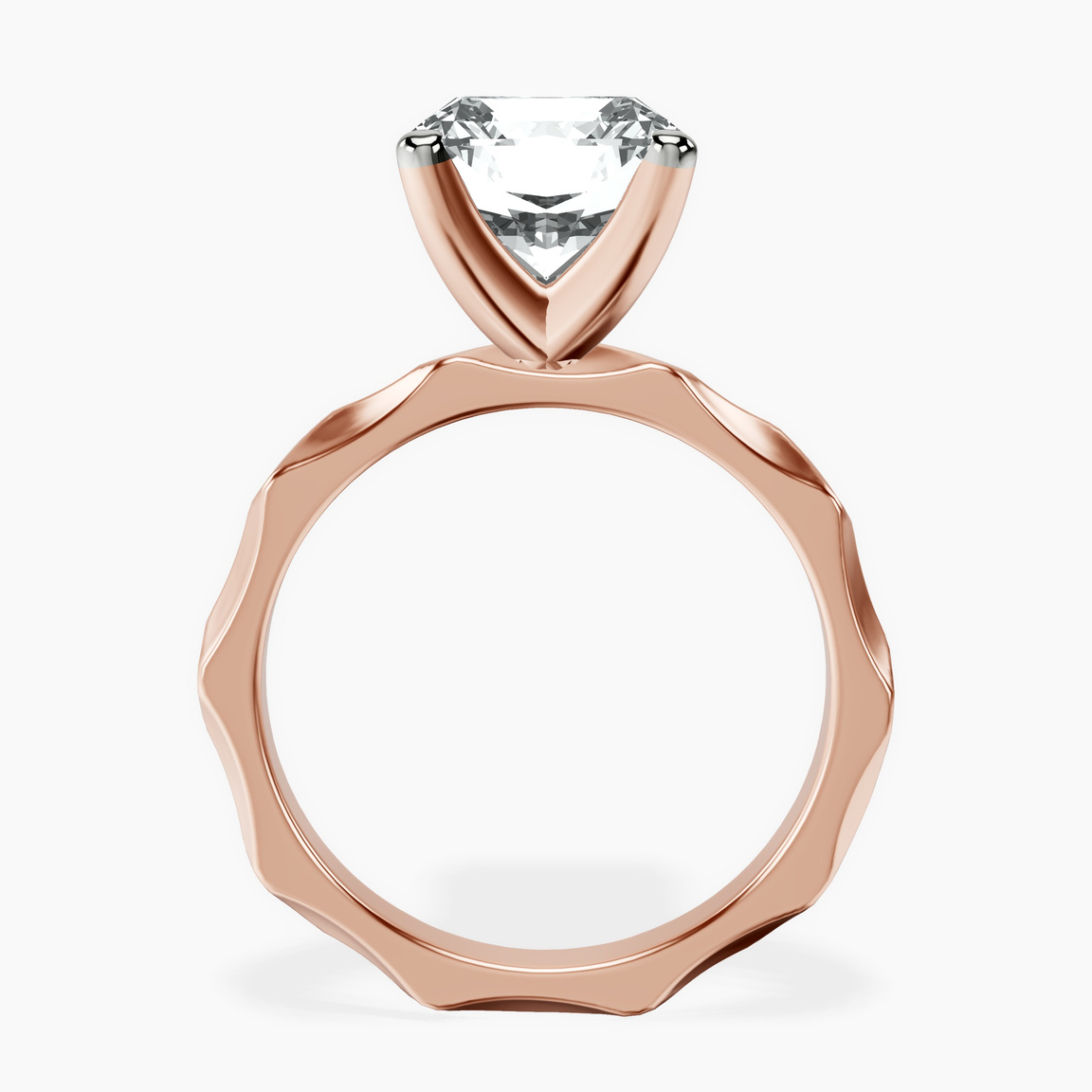 10kt Rose Gold Magnolia Texture Solitaire Lab Diamond Ring side right image one