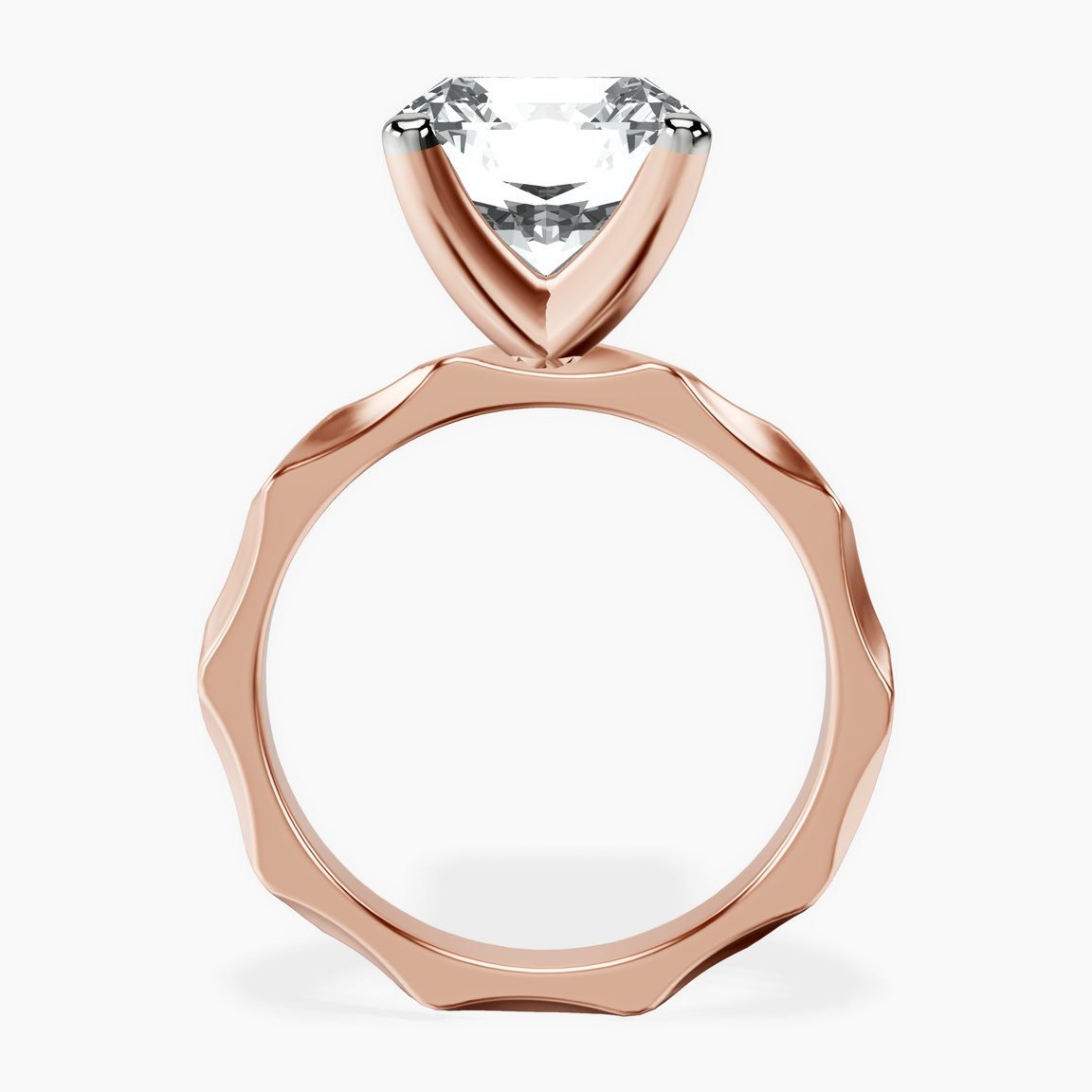 18kt Rose Gold Magnolia Texture Solitaire Lab Diamond Ring side right image one