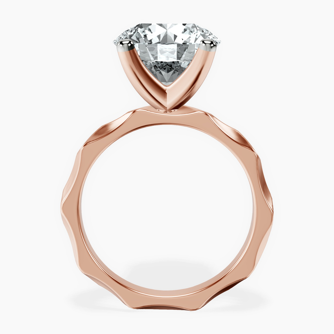 10kt Rose Gold Magnolia Texture Solitaire Lab Diamond Ring side right image one