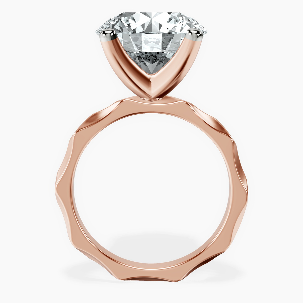 14kt Rose Gold Magnolia Texture Solitaire Lab Diamond Ring side right image one