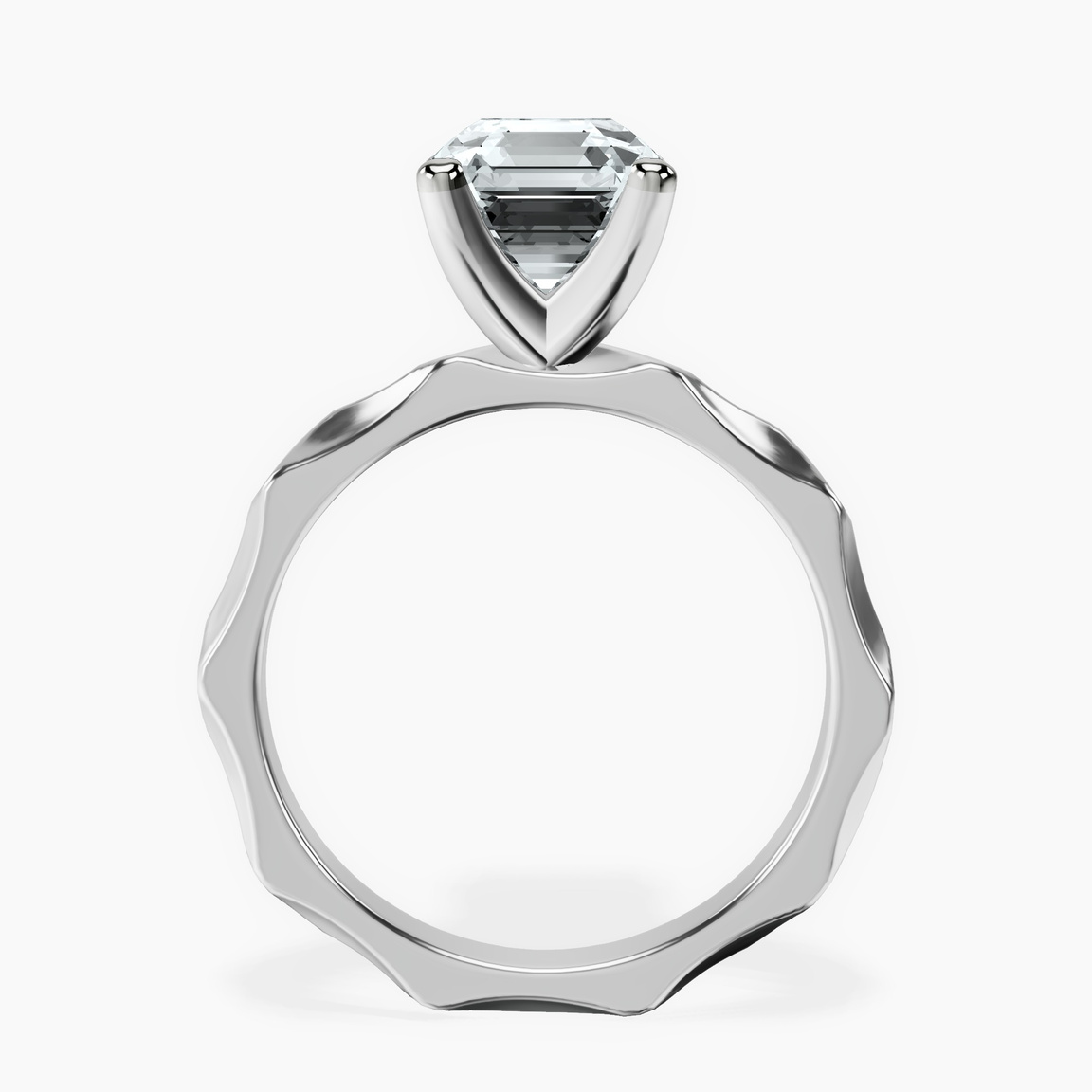 10kt White Gold Magnolia Texture Solitaire Lab Diamond Ring side right image one