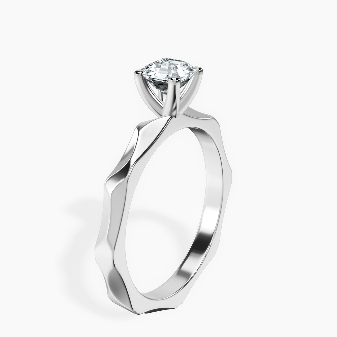 10kt White Gold Magnolia Texture Solitaire Lab Diamond Ring standing product image one