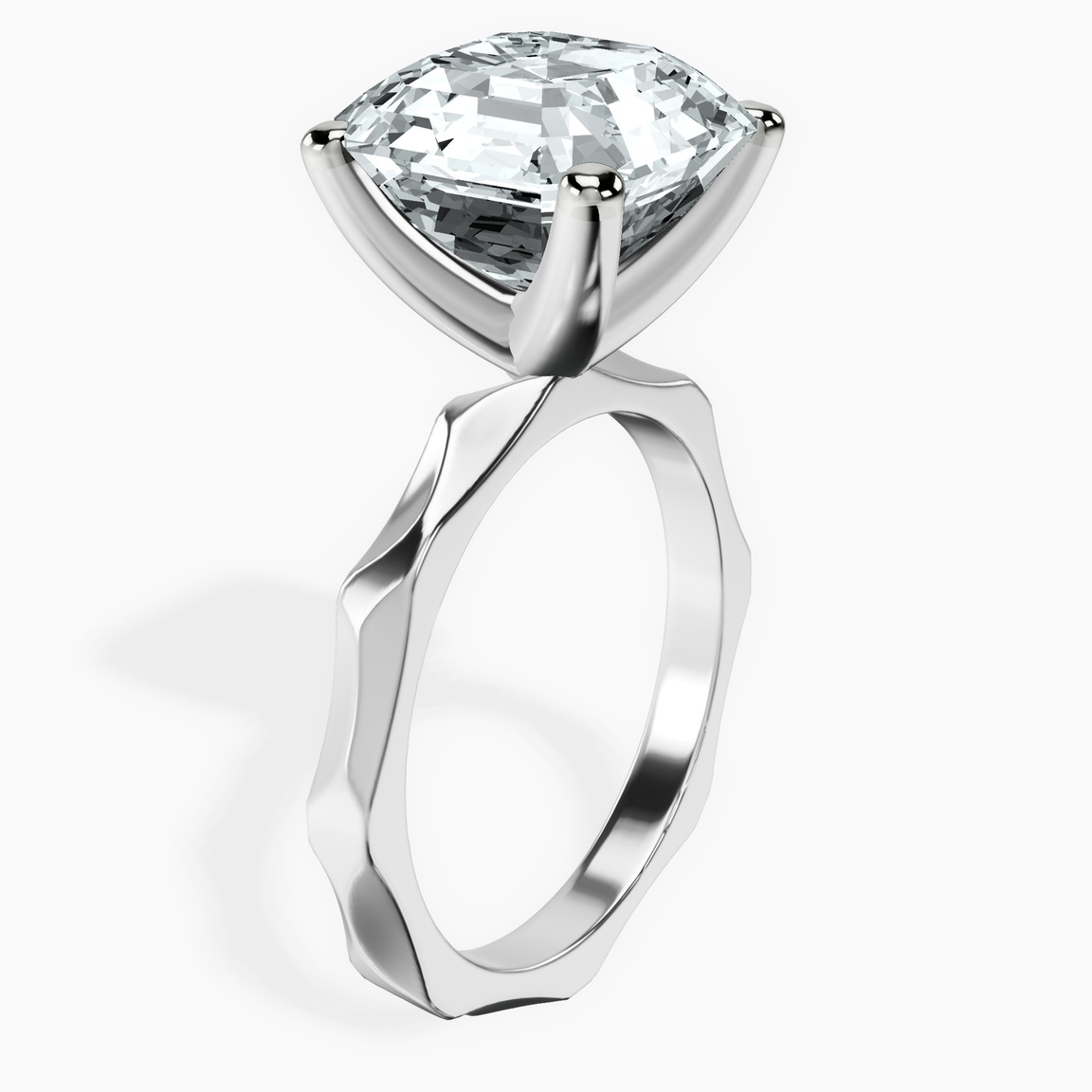 10kt White Gold Magnolia Texture Solitaire Lab Diamond Ring standing product image one