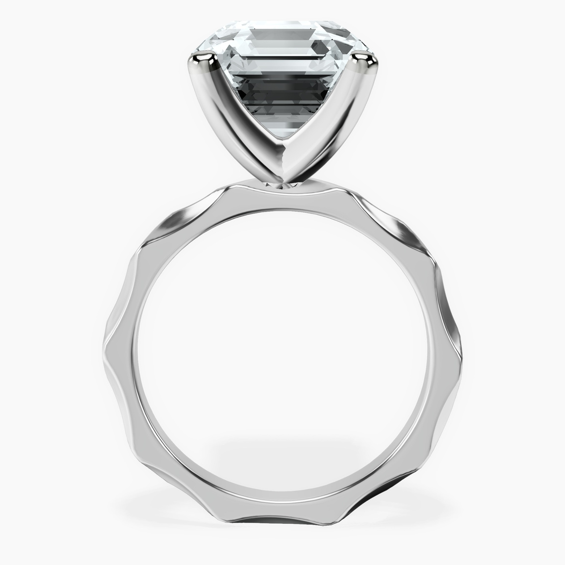 10kt White Gold Magnolia Texture Solitaire Lab Diamond Ring side right image one
