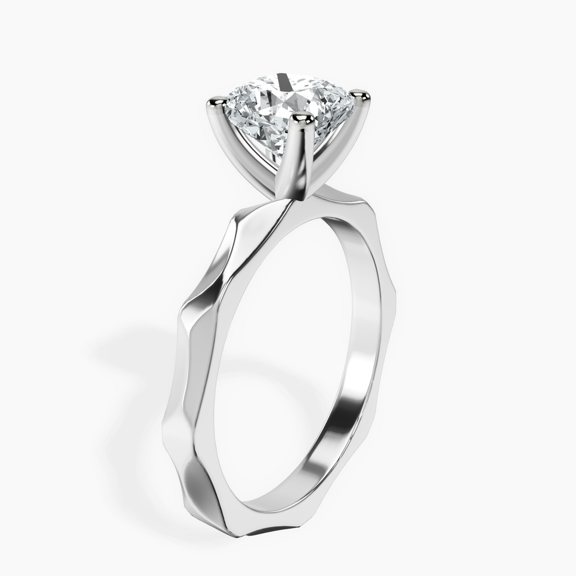 9ct White Gold Magnolia Texture Solitaire Lab Diamond Ring standing product image one