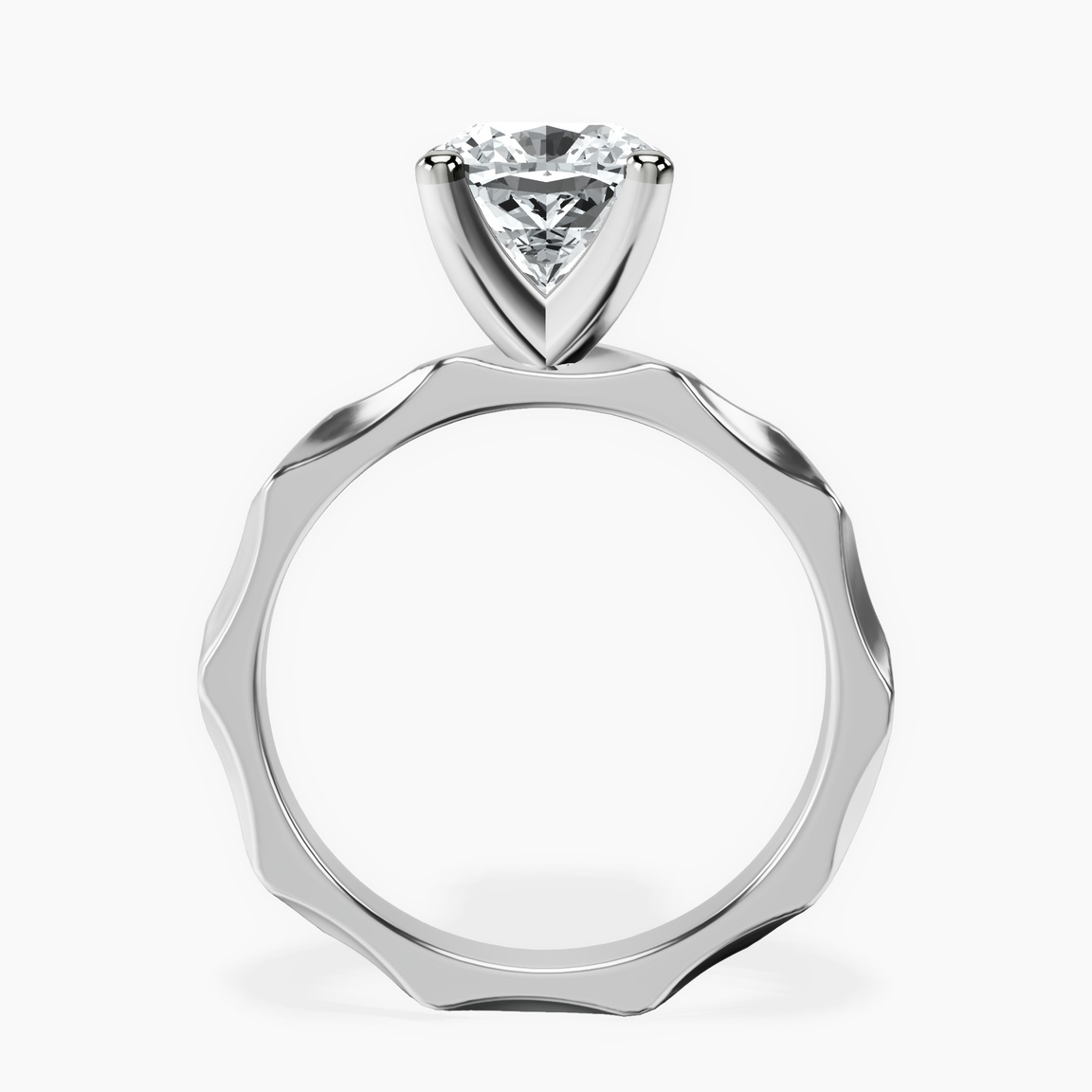 10kt White Gold Magnolia Texture Solitaire Lab Diamond Ring side right image one