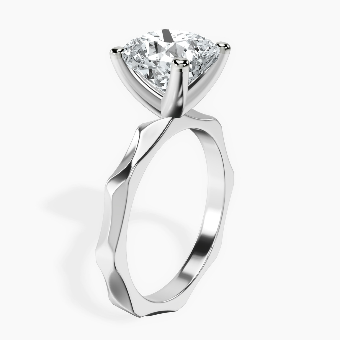 10kt White Gold Magnolia Texture Solitaire Lab Diamond Ring standing product image one