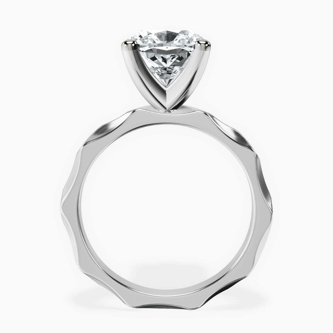 10kt White Gold Magnolia Texture Solitaire Lab Diamond Ring side right image one