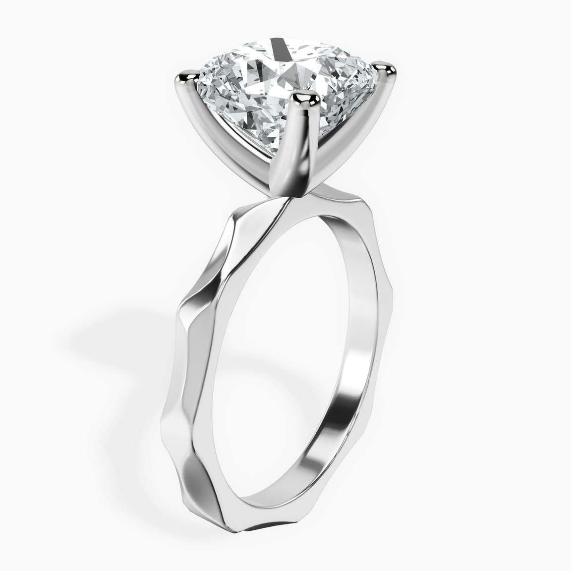 10kt White Gold Magnolia Texture Solitaire Lab Diamond Ring standing product image one